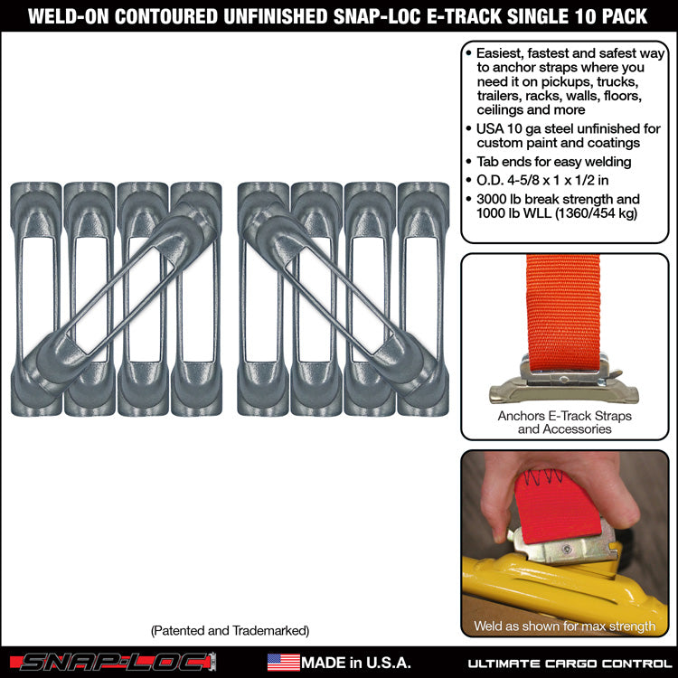 Snap-Loc E-Track Single Anchor – Weld-On Contoured Unfinished 6-Pack, Logistic Tie-Down