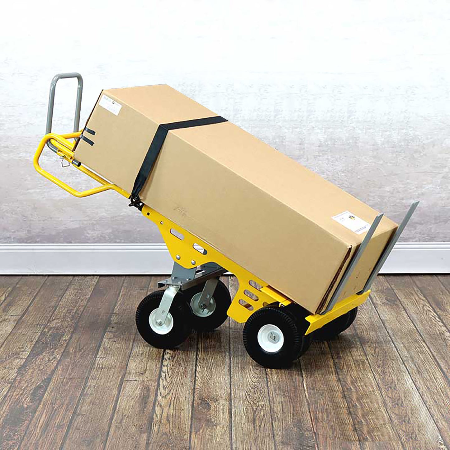E-Track Hand Truck – All-Terrain, 1,500 lb Capacity with Adjustable Pallet Forks and 6-Wheel 10” Flat-Free Tires