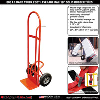 Steel Convertible Hand Truck – 800 lb Capacity with Expandable Platform and 10” Tires (Red)
