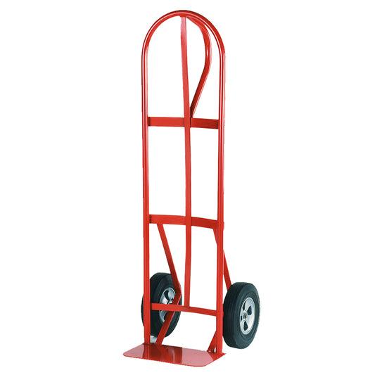 Steel Hand Truck – 800 lb Capacity with P-Handle and 10” Solid Rubber Tires (Red)