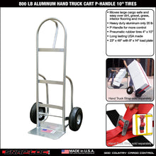 SNAP-LOC 800 lb Aluminum Hand Truck Cart with P-Handle and 10" Tires
