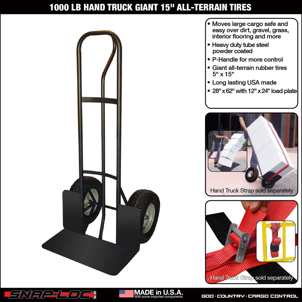 SNAPLOC 1000 lb Hand Truck Cart with Giant 15" AllTerrain Tires