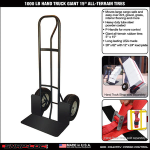 SNAP-LOC 1000 lb Hand Truck Cart with Giant 15" All-Terrain Tires
