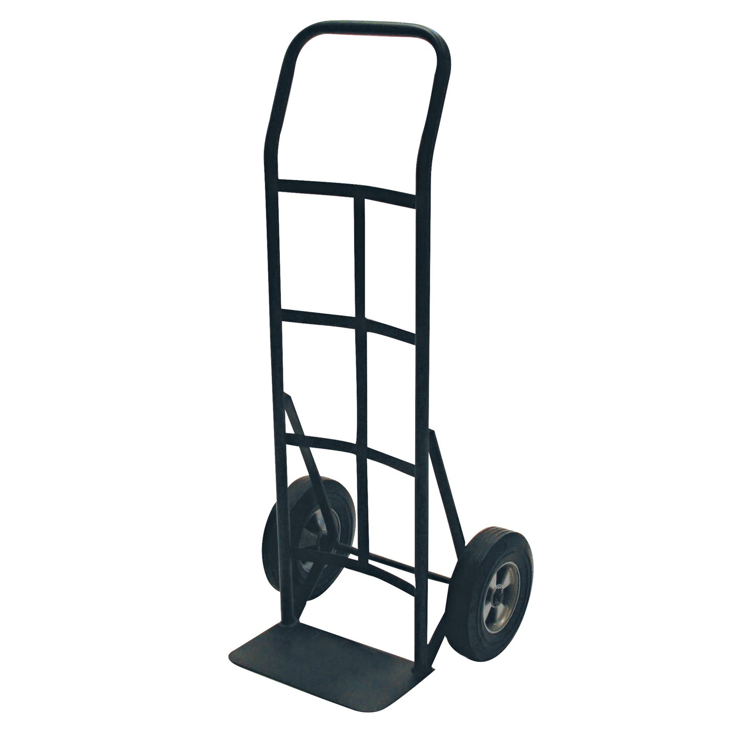 Steel Hand Truck – 800 lb Capacity with Flat Bar Handle and 10” Solid Rubber Tires (Black)
