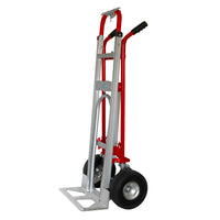 Steel Convertible Hand Truck – 800 lb Capacity with Expandable Platform and 10” Tires (Red)