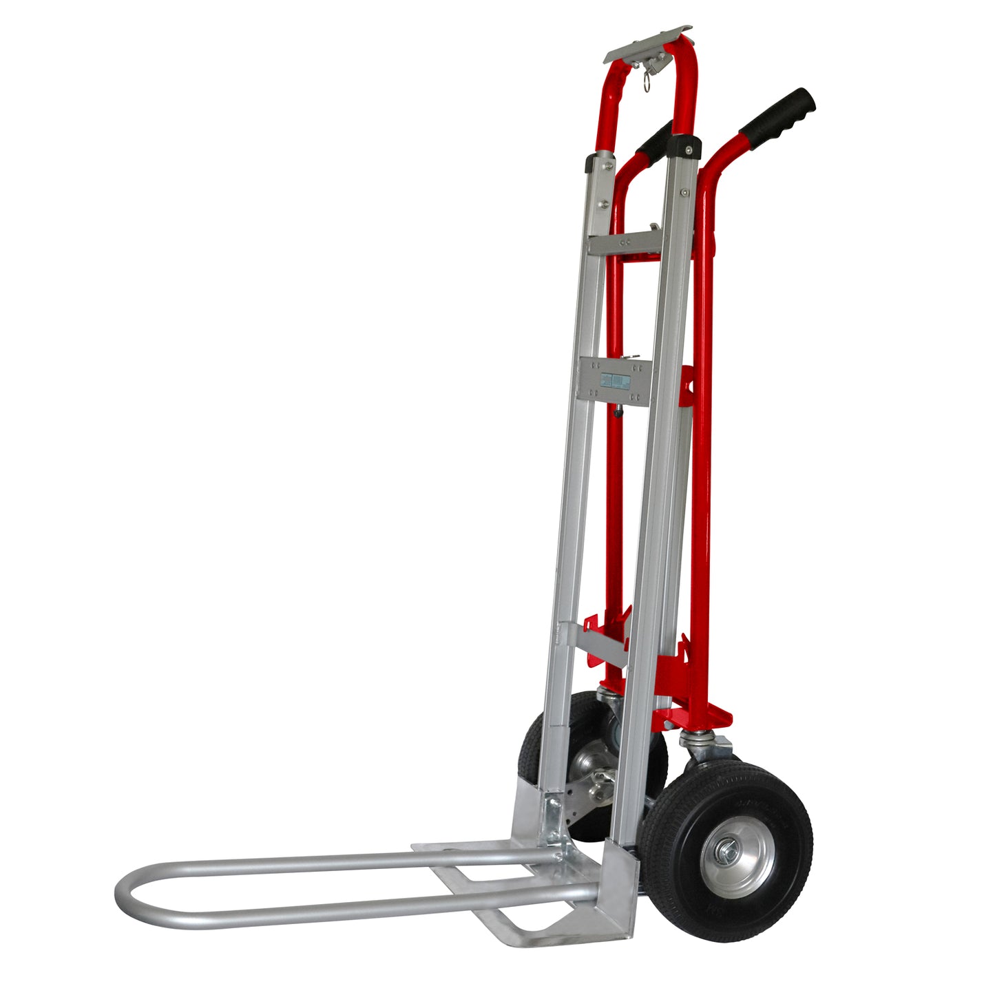 Steel Convertible Hand Truck – 800 lb Capacity with Expandable Platform and 10” Tires (Red)