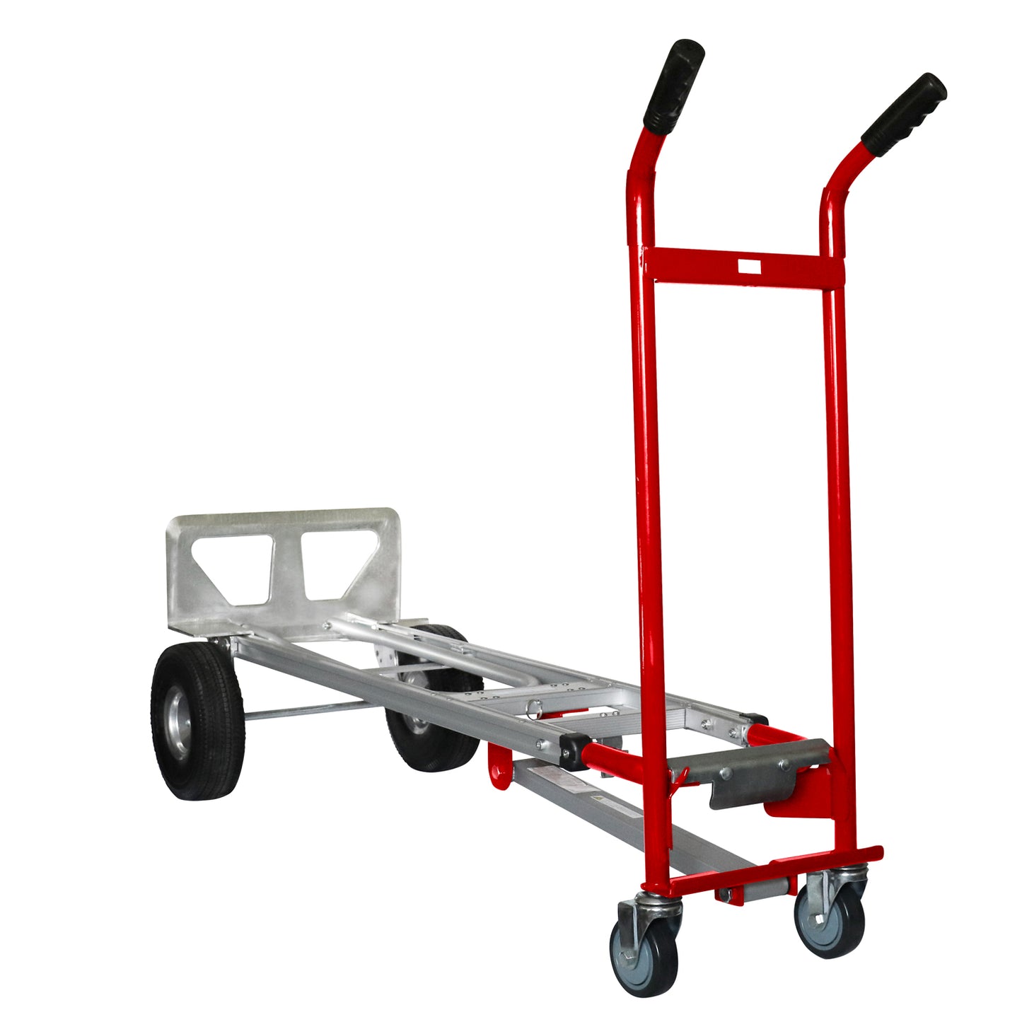 Steel Convertible Hand Truck – 800 lb Capacity with Expandable Platform and 10” Tires (Red)