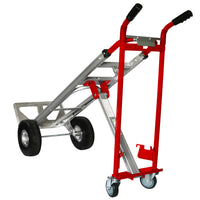 Steel Convertible Hand Truck – 800 lb Capacity with Expandable Platform and 10” Tires (Red)