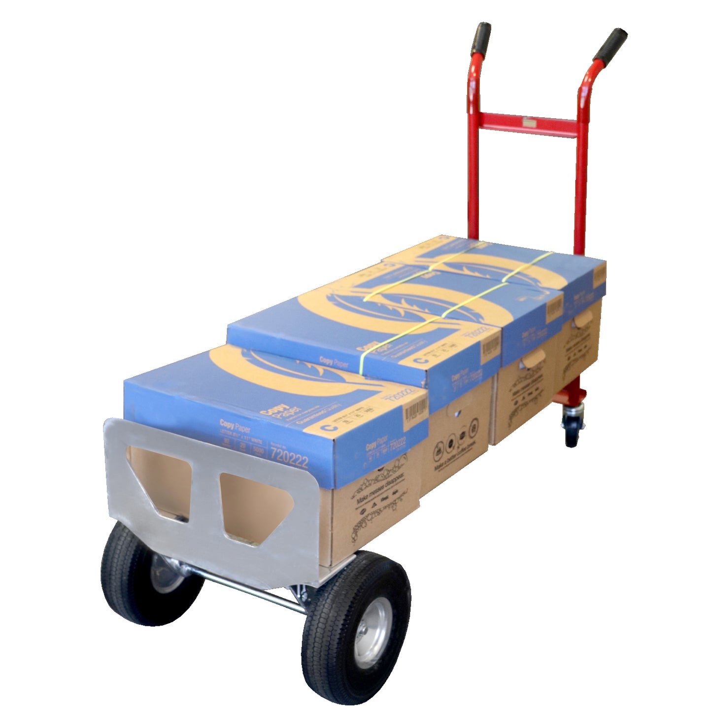 Steel Convertible Hand Truck – 800 lb Capacity with Expandable Platform and 10” Tires (Red)
