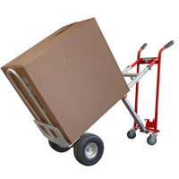 Steel Convertible Hand Truck – 800 lb Capacity with Expandable Platform and 10” Tires (Red)