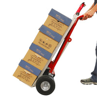 Steel Convertible Hand Truck – 800 lb Capacity with Expandable Platform and 10” Tires (Red)