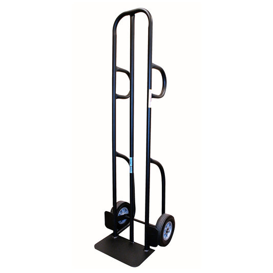 Steel Hand Truck – 600 lb Capacity with Dual Handles and 8” Solid Rubber Tires (Black)
