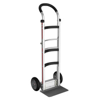E-Track Aluminum Hand Truck – 500 lb Capacity with Loop Handle, 8” Solid Rubber Tires, Foldable Storage and Curved Frame