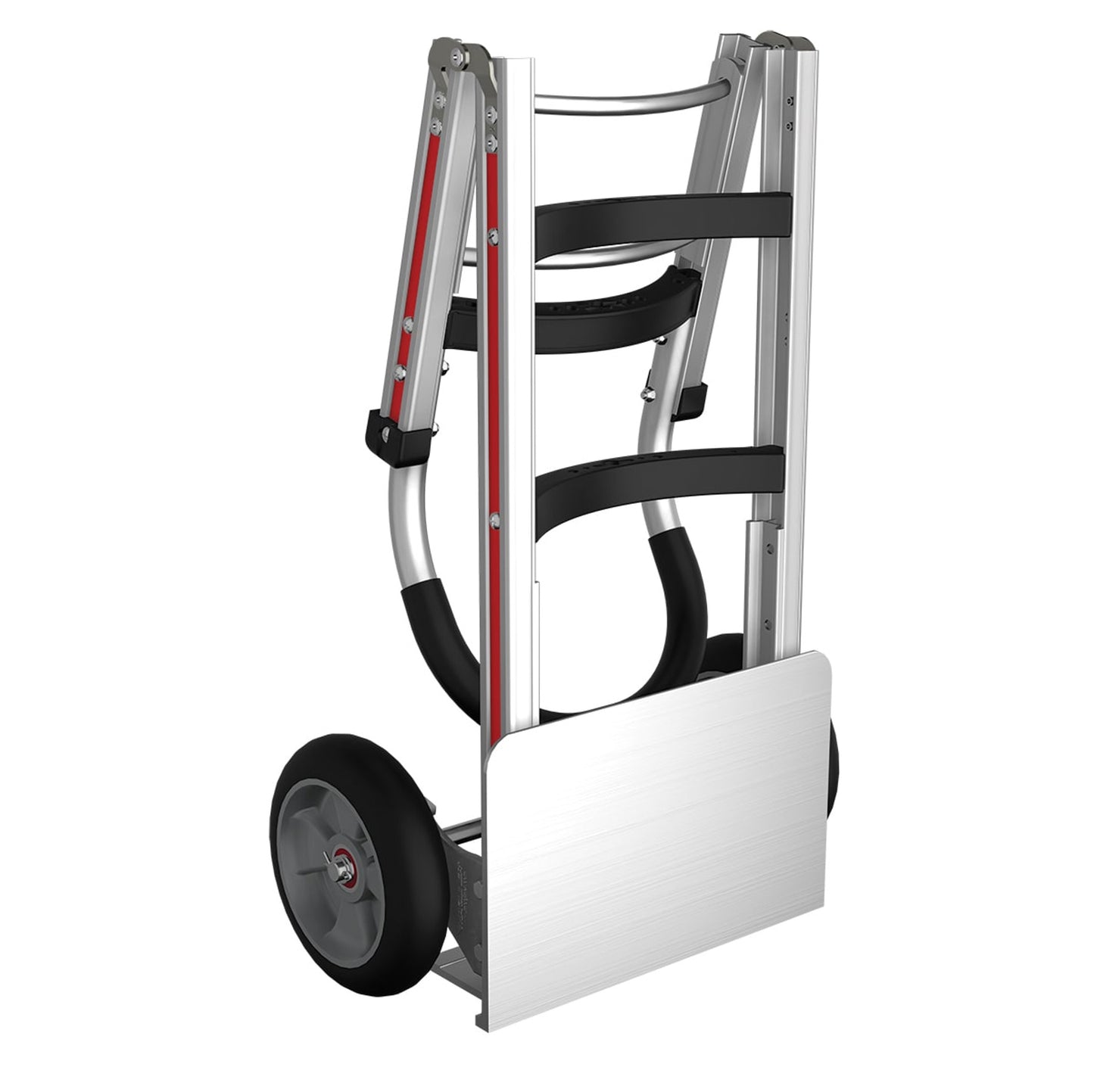 E-Track Aluminum Hand Truck – 500 lb Capacity with Loop Handle, 8” Solid Rubber Tires, Foldable Storage and Curved Frame