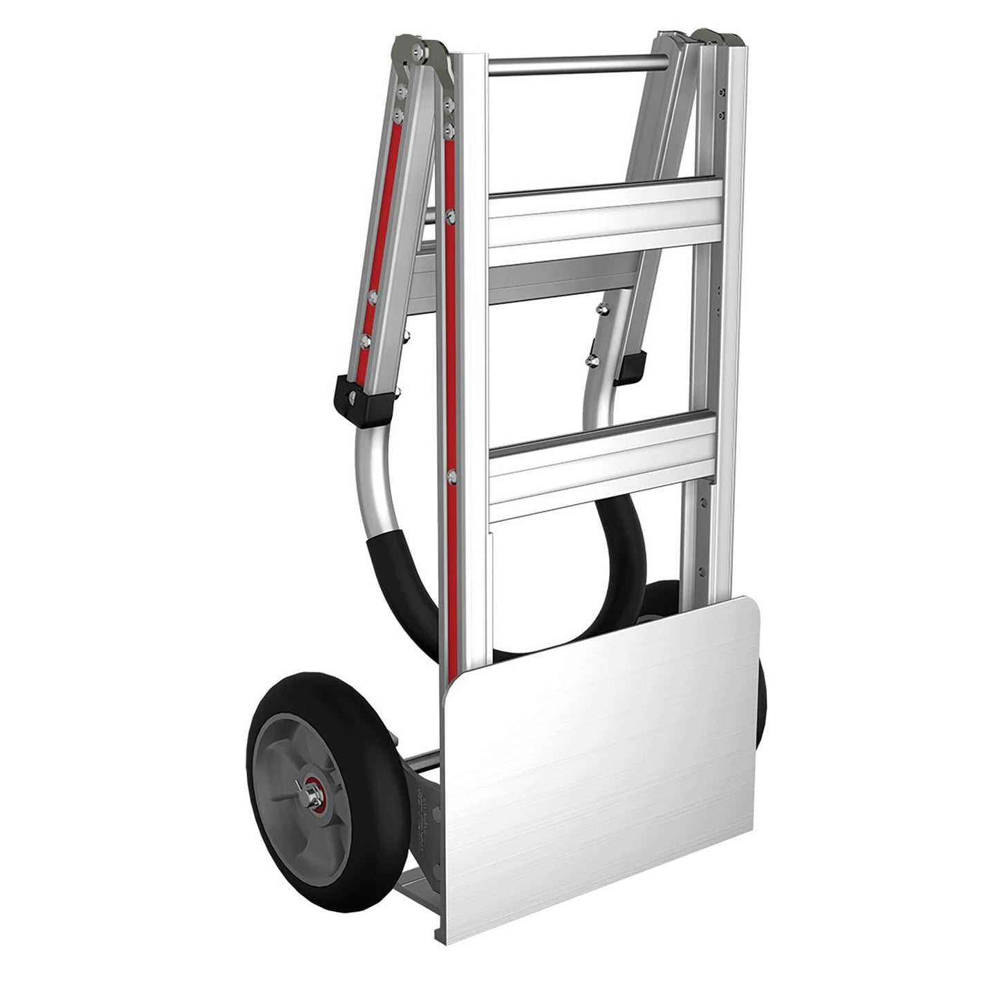 E-Track Aluminum Convertible Hand E-Track Aluminum Hand Truck – 500 lb Capacity with Loop Handle, 8” Solid Rubber Tires and Foldable Storage