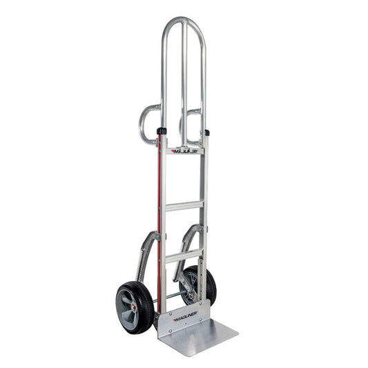 E-Track Aluminum Hand Truck – 500 lb Capacity with Tall Dual Grip Handles, 10” Microcellular Tires and Stair Skids