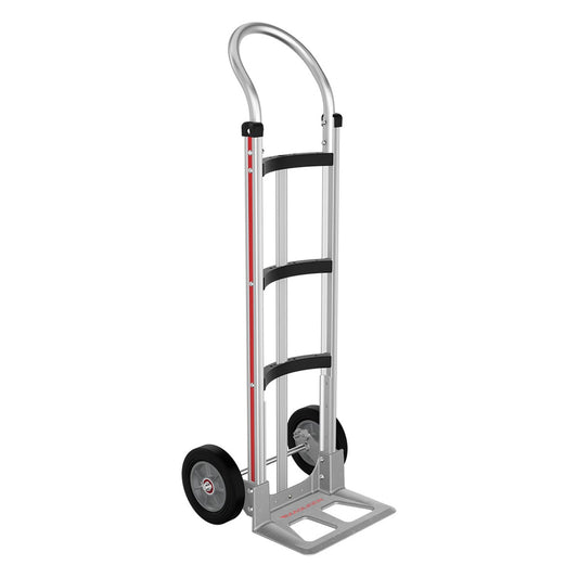 E-Track Aluminum Hand Truck – 500 lb Capacity with Loop Handle, 8” Solid Rubber Tires and Curved Frame