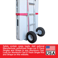 E-Track E-Track Aluminum Hand Truck – 500 lb Capacity with Loop Handle, 8” Microcellular Tires, Stair Skids and Solid Back Plate