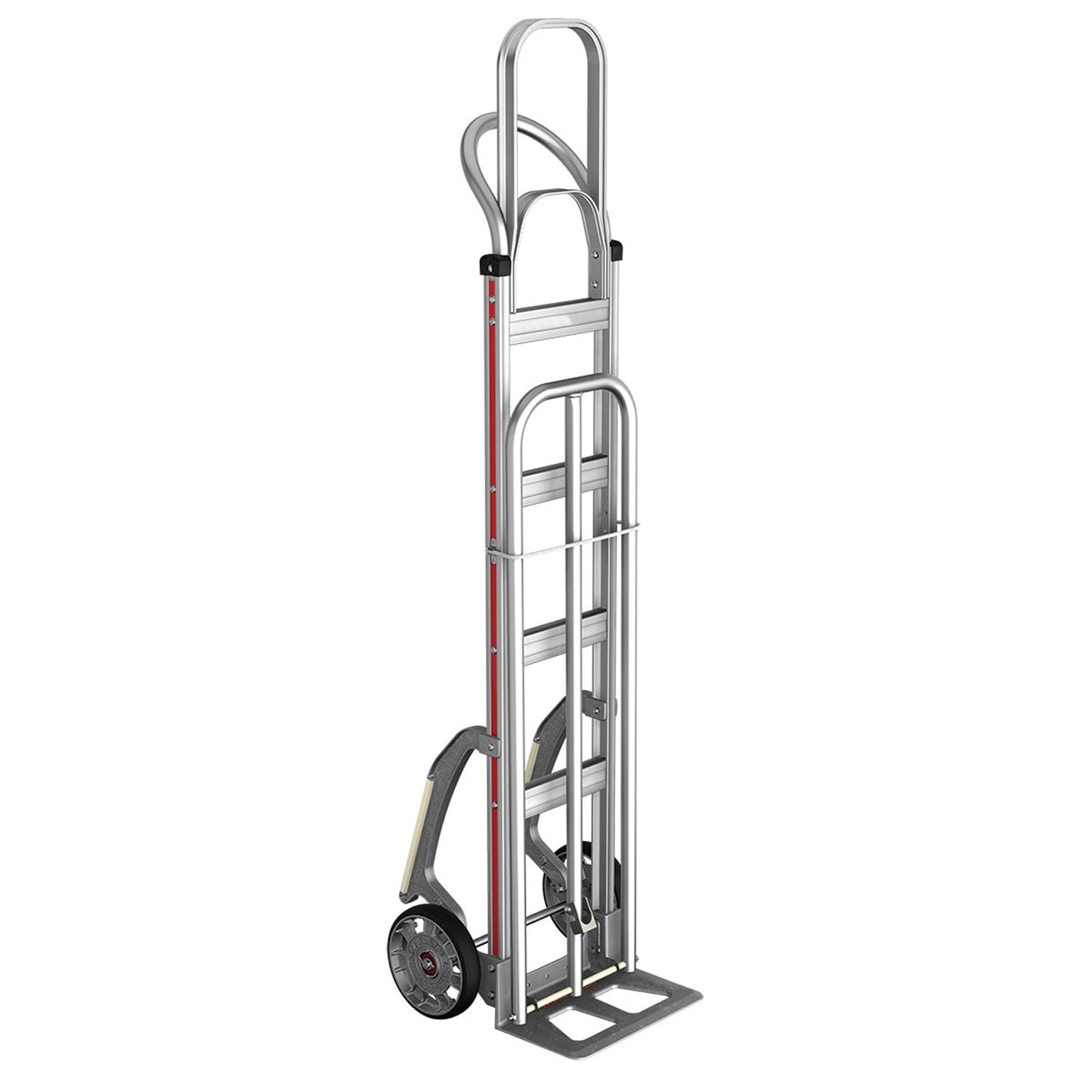 E-Track Aluminum Hand Truck – 500 lb Capacity with Loop Handle, 8” Solid Rubber Tires, Stair Skids and Extendable Load Bar