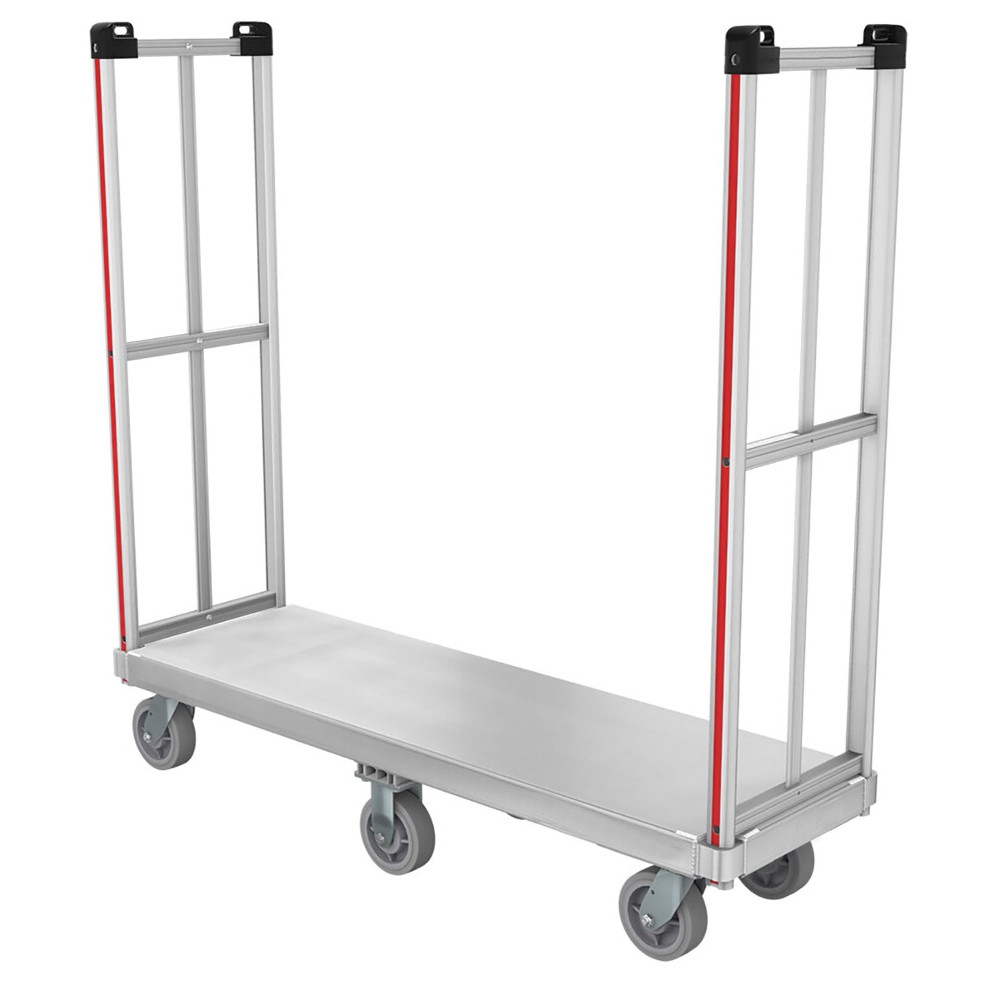 E-Track Aluminum U-Boat Cart – 1,200 lb Capacity, 18” x 60” Deck with Solid Rubber Casters and Removable Handles