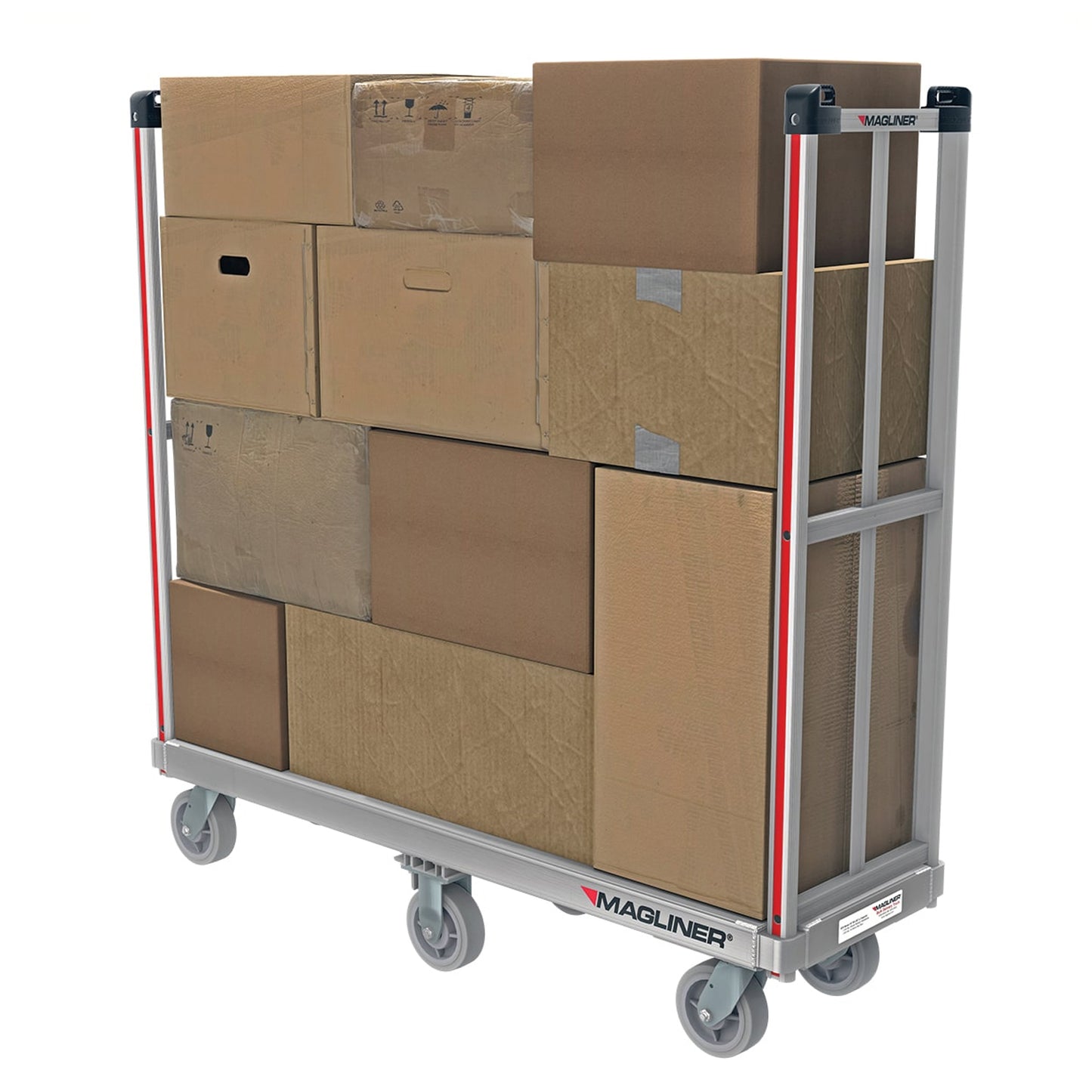 E-Track Aluminum U-Boat Cart – 1,200 lb Capacity, 18” x 60” Deck with Solid Rubber Casters and Removable Handles