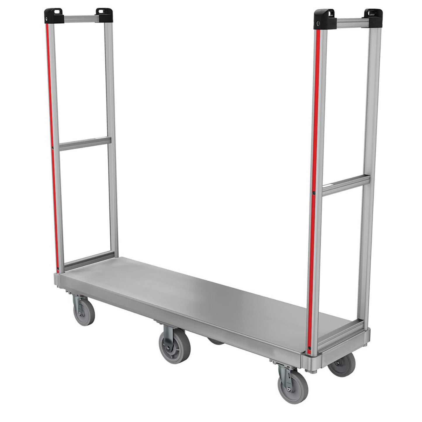 E-Track Aluminum U-Boat Cart – 1,200 lb Capacity, 16” x 60” Deck with Solid Rubber Casters and Removable Handles