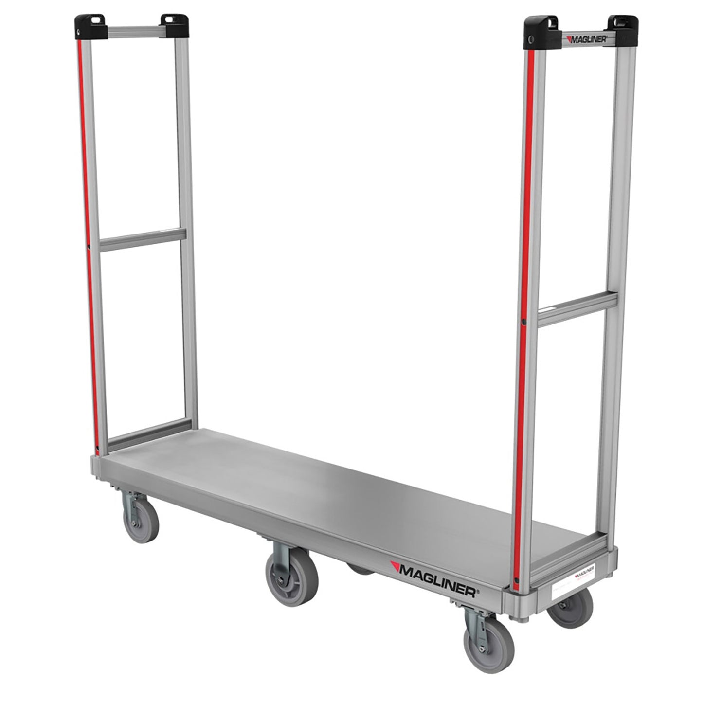 E-Track Aluminum U-Boat Cart – 1,200 lb Capacity, 16” x 60” Deck with Solid Rubber Casters and Removable Handles