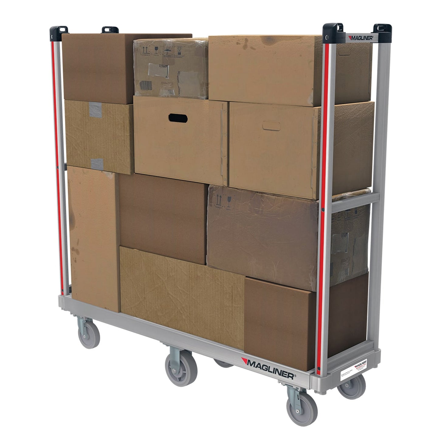 E-Track Aluminum U-Boat Cart – 1,200 lb Capacity, 16” x 60” Deck with Solid Rubber Casters and Removable Handles