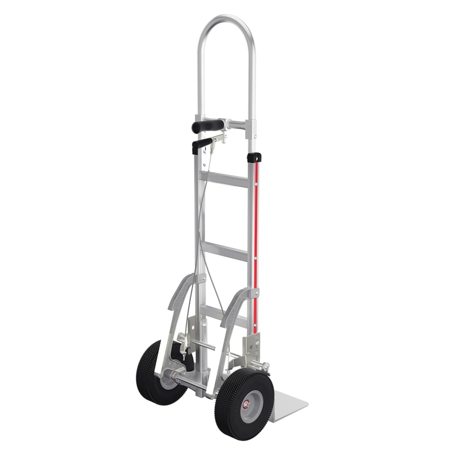 E-Track Aluminum Hand Truck – 500 lb Capacity with Tall Grip Handle, 10” Microcellular Tires, Stair Skids and Brakes