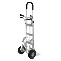 E-Track Aluminum Hand Truck – 500 lb Capacity with Tall Dual Grip Handles, 10” Microcellular Tires, Stair Skids and Brakes
