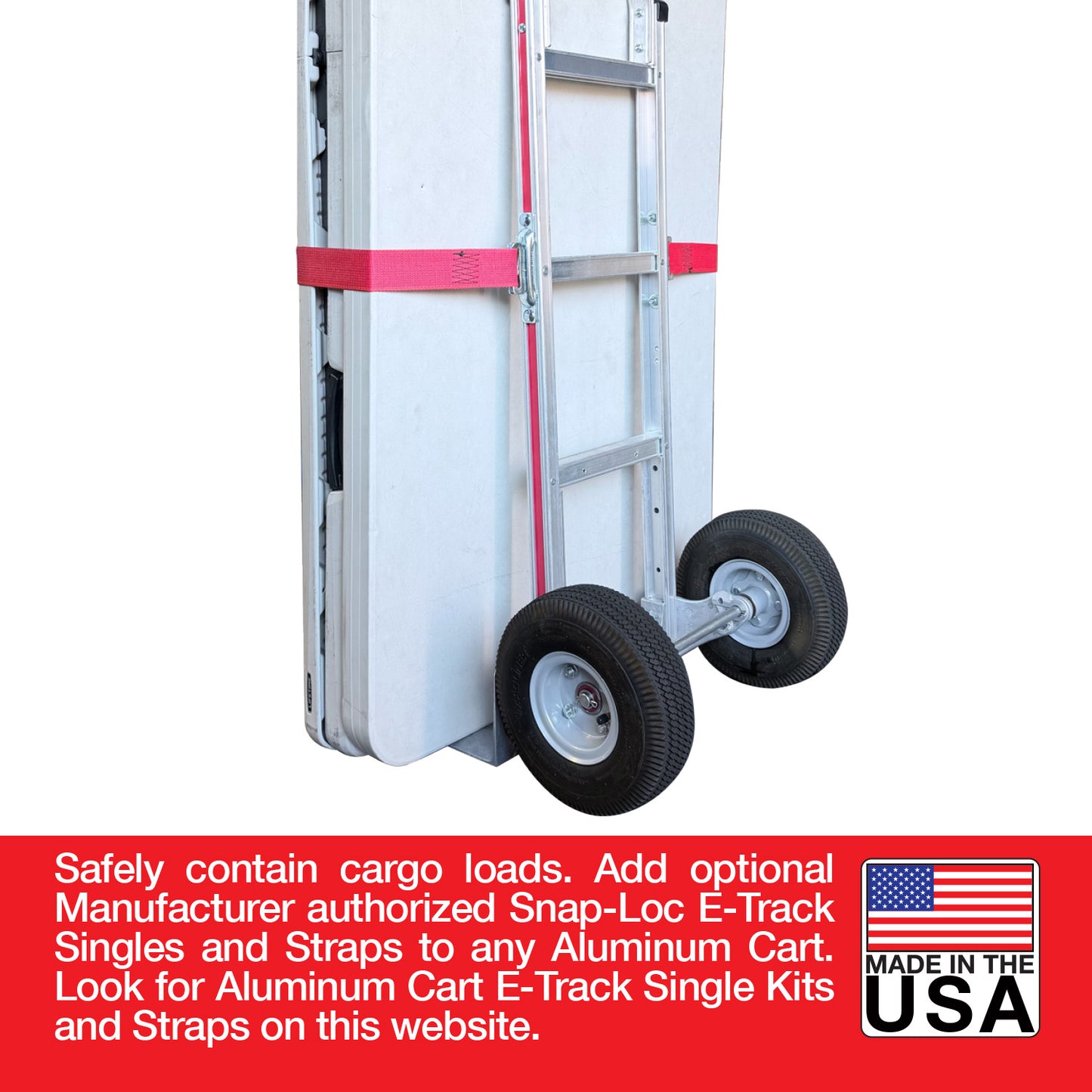 E-Track Aluminum Hand Truck – 500 lb Capacity with Tall Loop Handle, 10” Microcellular Tires, Stair Skids and Brakes