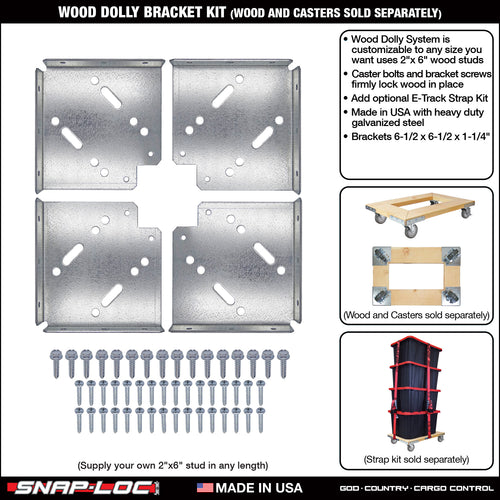 WOOD DOLLY BRACKET KIT  (no casters)