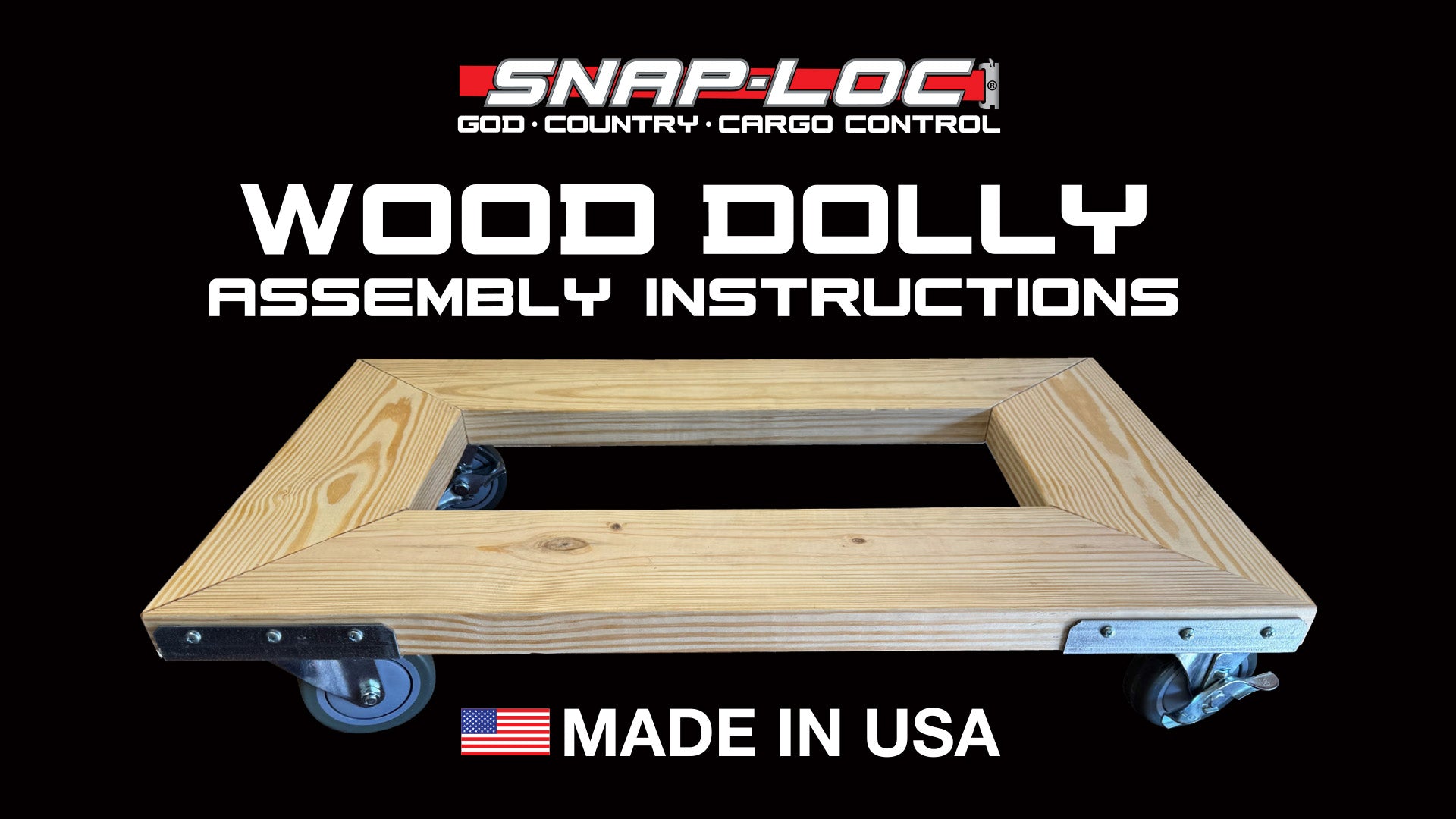 Load video: Snap-Loc Wood Dolly System video showing a customizable heavy-duty moving dolly with caster options and E-Track cargo control accessories.