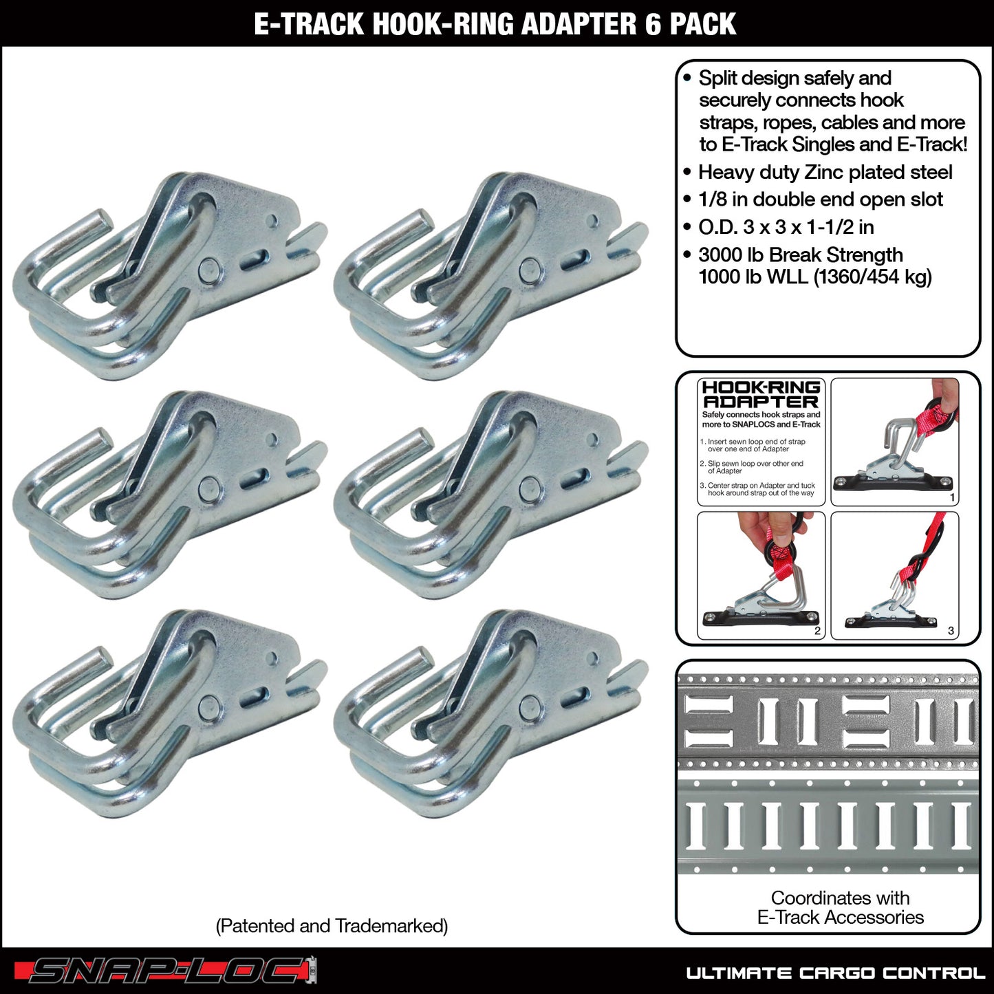Snap-Loc E-Track Hook-Ring Adapter – Logistic Tie-Down