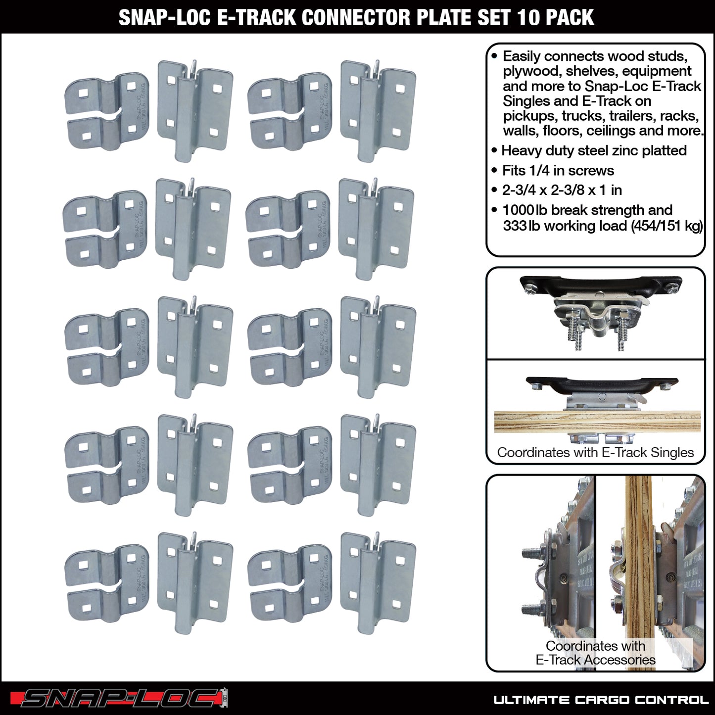 Snap-Loc E-Track Connector Plate Set – Cargo Control