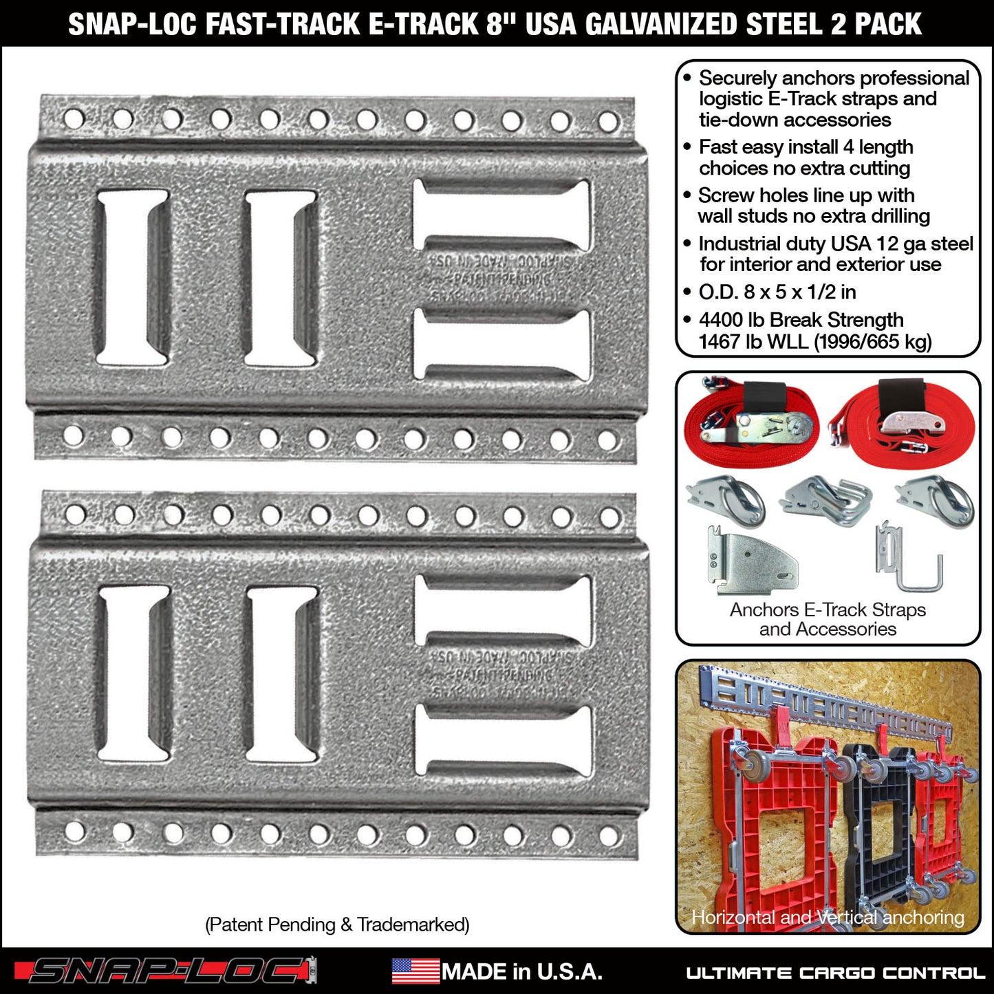 Fast-Track E-Track; USA Galvanized Steel Horizontal Vertical