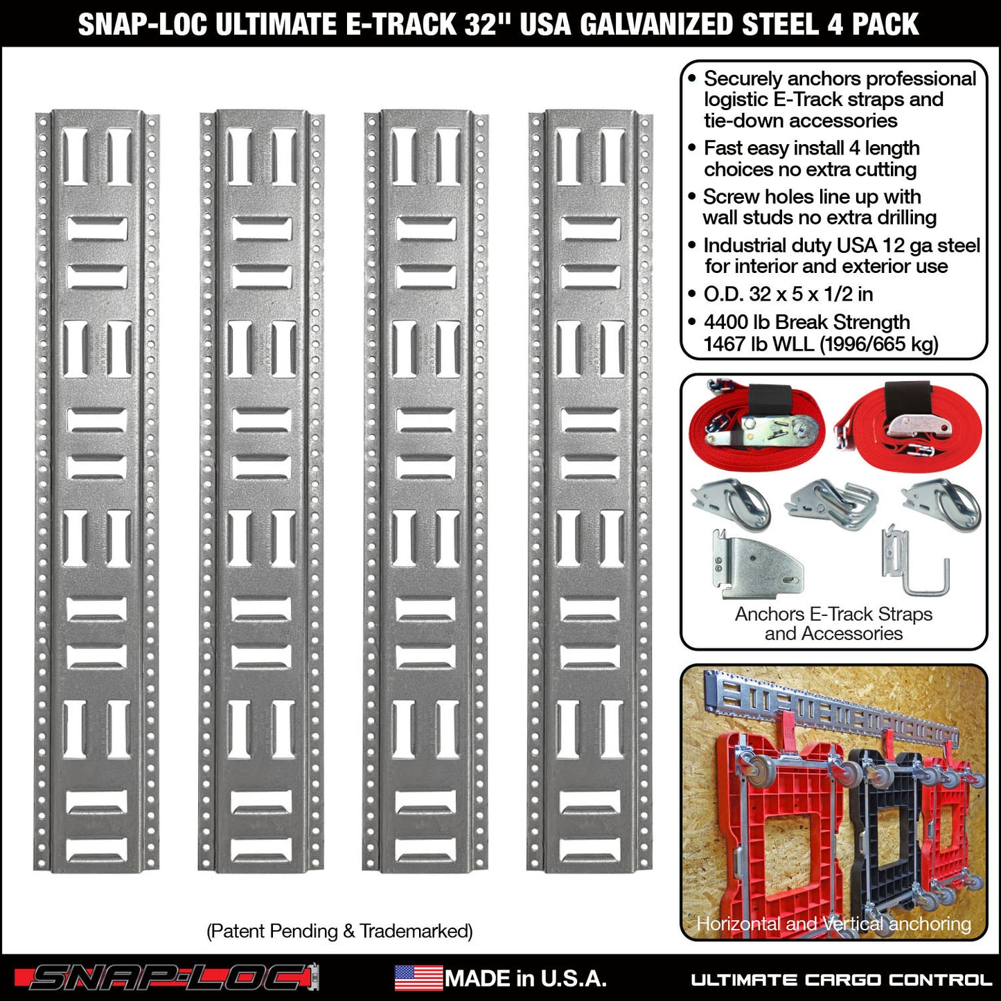 Fast-Track E-Track; USA Galvanized Steel Horizontal Vertical