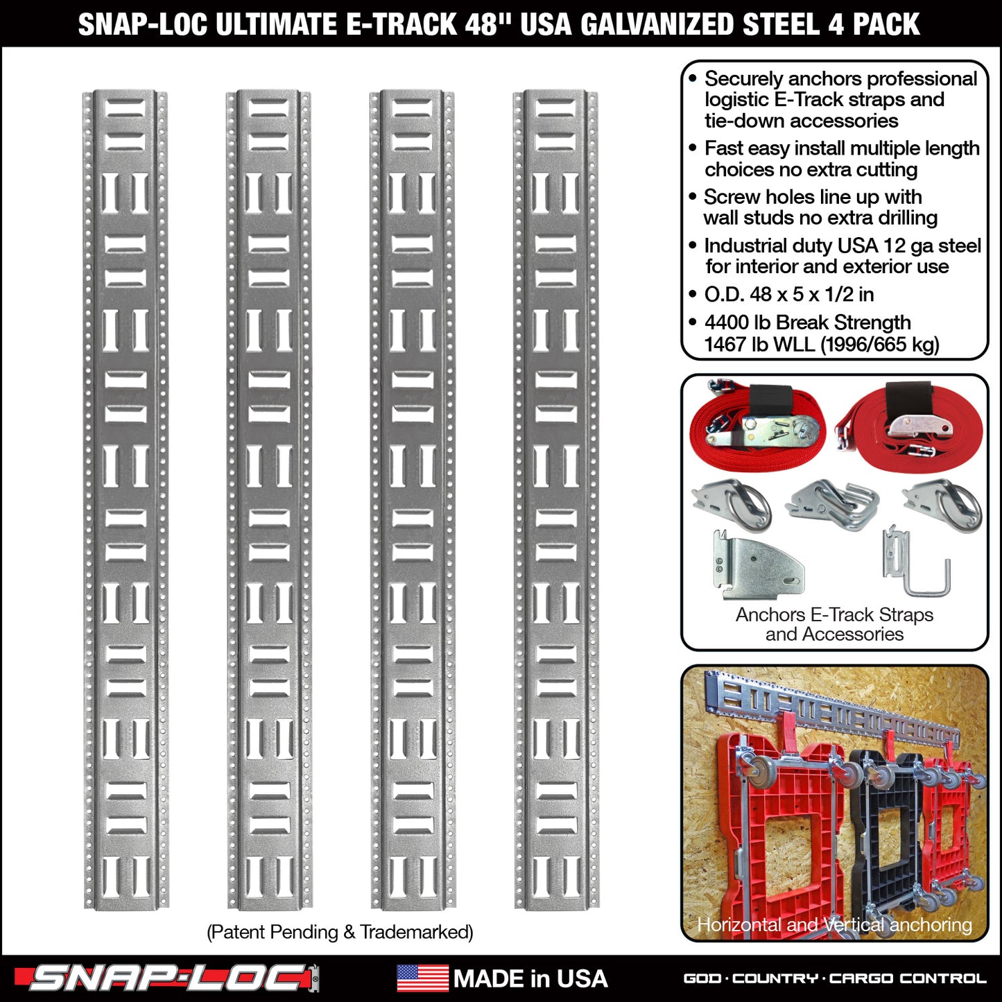 Fast-Track E-Track; USA Galvanized Steel Horizontal Vertical