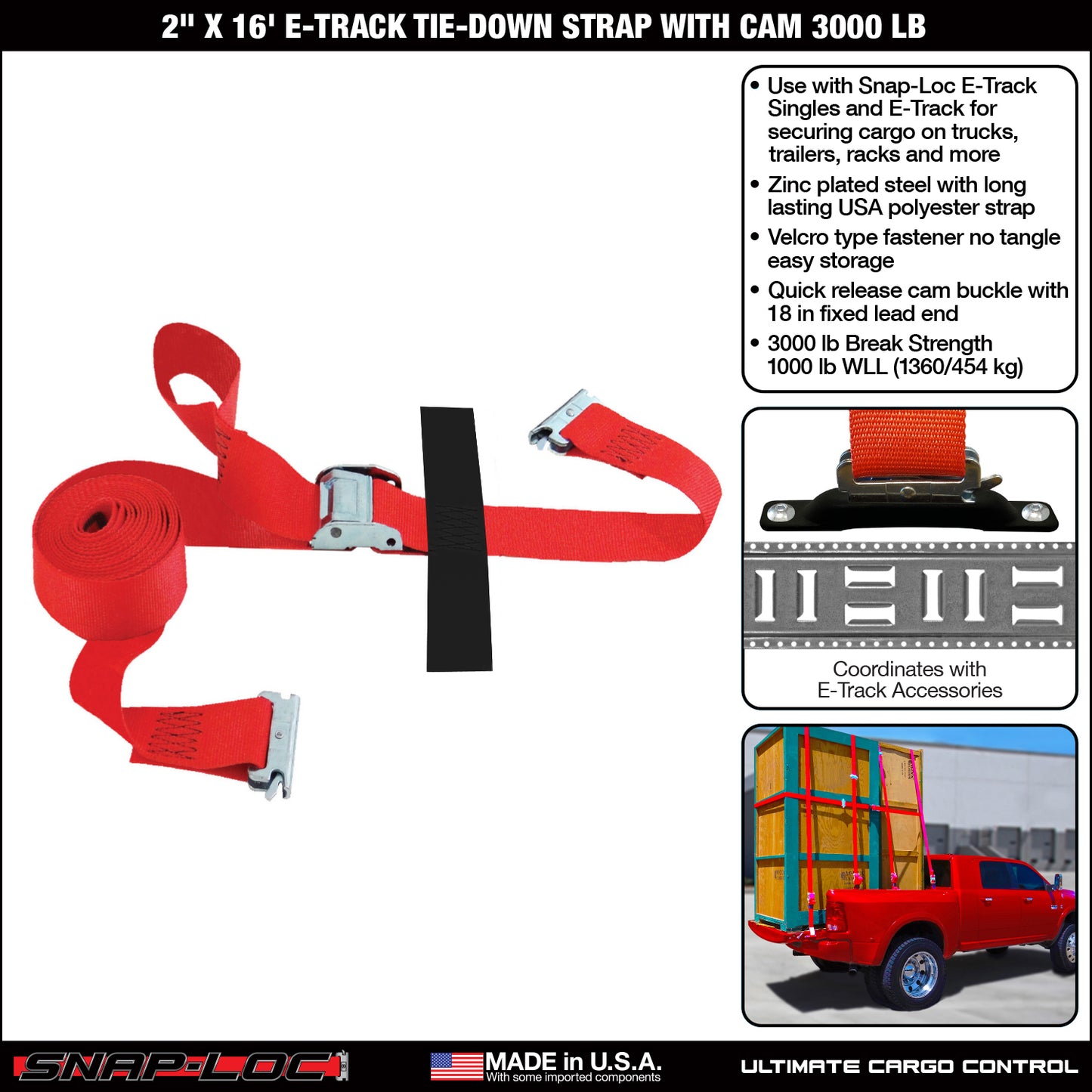 Snap-Loc 2 in x (8-20) ft Cam Strap – 3,000 lb