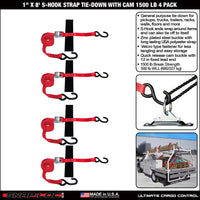 Snap-Loc 1 in x 8 ft S-Hook Cam Strap – 1,500 lb