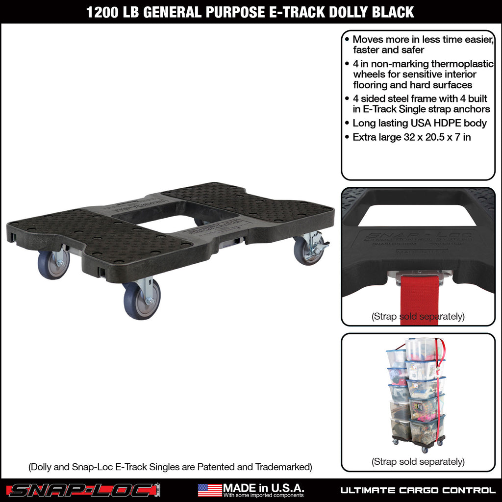 SNAP-LOC 1,500 Lbs. Capacity All-Terrain Professional E-Track Dolly In Red Sl1500d6r SNAP-LOC 1,500 Lbs. Capacity All-Terrain Professional E-Track Dolly In Red Sl1500d6r