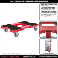 Snap-Loc E-Track Dolly – Industrial Strength, 1,500 lb Capacity with 4" Polyurethane Swivel Casters - Red