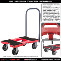 Snap-Loc E-Track Dolly – All-Terrain, 1,500 lb Capacity with 6" Solid Rubber Casters - Red