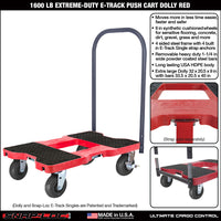 Snap-Loc E-Track Dolly – Extreme-Duty, 1,600 lb Capacity with 6" Solid Synthetic Rubber Casters - Red