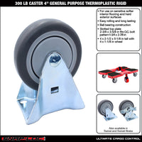 Snap-Loc 300 lb 4” General Purpose Thermoplastic Caster – Rigid