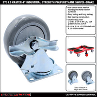 Snap-Loc 375 lb 4” Industrial Polyurethane Caster – Swivel with Brake