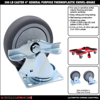 Snap-Loc 300 lb 4” General Purpose Thermoplastic Caster – Swivel with Brake