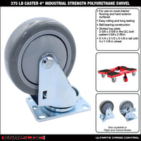 Snap-Loc 375 lb 4” Industrial Polyurethane Caster – Swivel