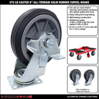 Snap-Loc 375 lb 6” All-Terrain Solid Rubber Caster – Swivel with Brake