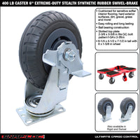 Snap-Loc 400 lb 6” Extreme-Duty Synthetic Rubber Caster – Swivel with Brake